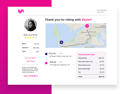 Daily UI 17 Email Receipt car driver email lyft responsive ride ui ux web