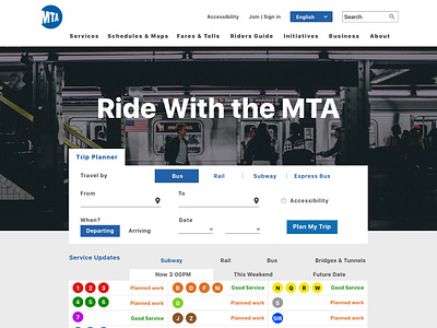 NYC MTA Concept branding buses challenge daily ui design illustration interaction design layout mta nyc responsive sketch trains transit travel ui ux vector web website