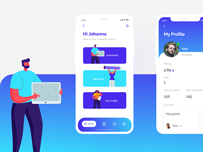 Assistant #3 app app design colorfull customer design illustration ui uiux