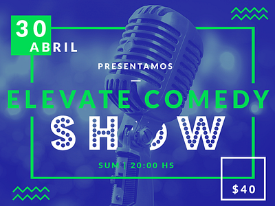 Poster Event comedia comedy event evento green mic microfono show