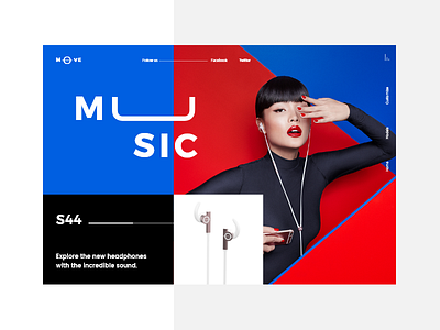 Headphones slider #3 colorfull colors design headphones mondrianizm music sound ui uidesign ux uxdesign