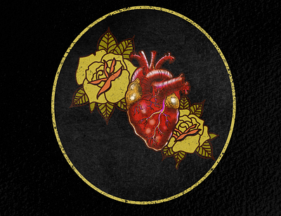 Heart & Roses anatomical heart brand branding design drawing graphic design hand drawn heart illustration logo old school roses