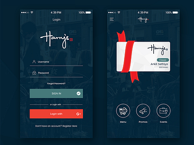 Harry's app design creative app ios app restaurant
