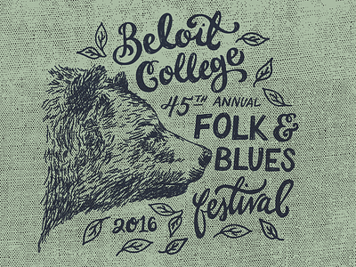 Folk & Blues Festival T-Shirt Design bear bear illustration concert concert design concert poster festival design hand lettering illustration lettering t shirt design typography