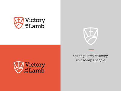 Victory of the Lamb Lutheran Church Logo branding church church design church logo cross lamb logo logo design red shield sunset victory