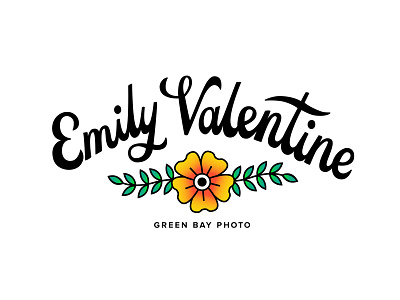 Emily Valentine Green Bay Photo branding floral gradient hand lettering lettering logo logo design tattoo vintage