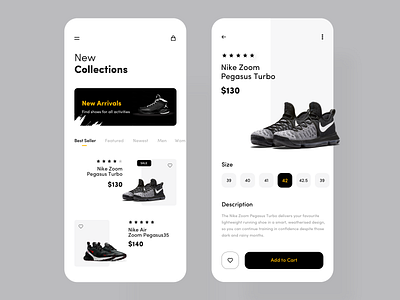 Nike Shoe App app cart colors design ecommerce flat icon inspiration interface ios minimal minimalist mobile nike product design shoe shoe app typography ui ux