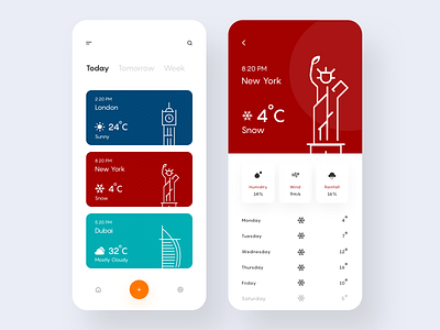 Weather App app app designer application art clean clean ui colors design flat icon illustration inspiration ios minimal minimalisn mobile product design ui ux weather