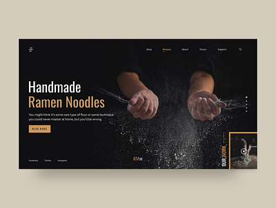 Cooking Recipe Landing Page art asian card chef clean clean ui colors cooking design flat flat design illustraion landing page minimal recipe typogaphy ui ux web webdesign