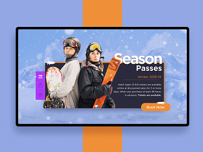 Skiing Booking Landing Page card design landing page layout minimal onepage passes skiing snow ui ux web