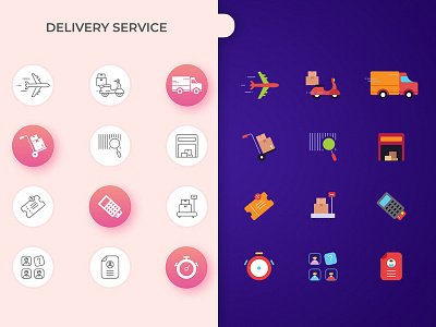 Icon Set for Delivery Service airline location logo motorcycle truck
