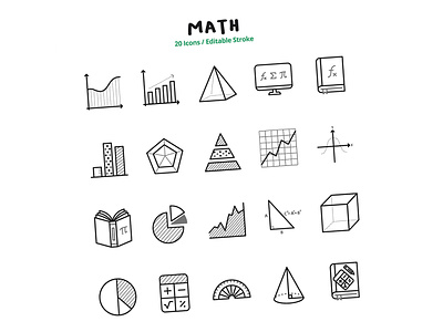 icons about mathematics chart diagram element graph icon icons infographic mathematics set sign statistics symbol