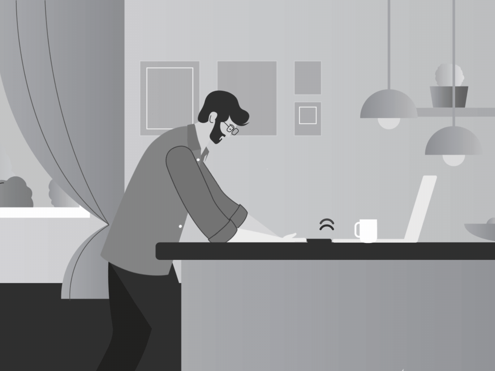 Man Working On Computer Animation by Dionis Railean on Dribbble