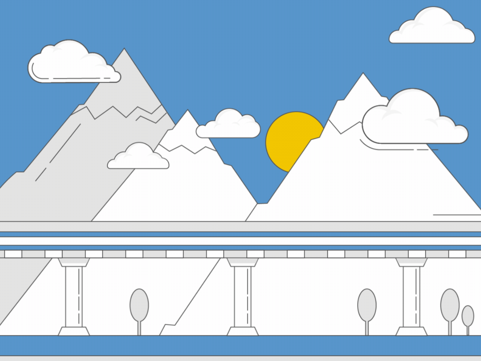 Train On Railway In Mountains after effects animation design illustration motion graphic train video