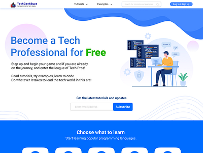 Techgeekbuzz Website landing page typography ui user experince user interface ux web design