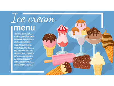 Ice cream menu 3d app branding design graphic design ice cream illustration logo menu milk cream restaurant sale typography ui ux vector