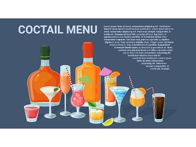 Cocktail menu app bar branding cocktail design graphic design illustration logo menu mojito restaurant typography ui ux vector
