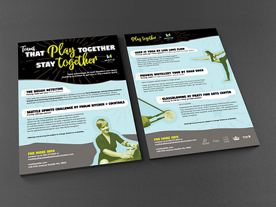 Motif Play Together Flyer ad bartender branding brochure collage colorful custom type design flyer glassblowing hospitality hotel identity illustration playful poster yoga