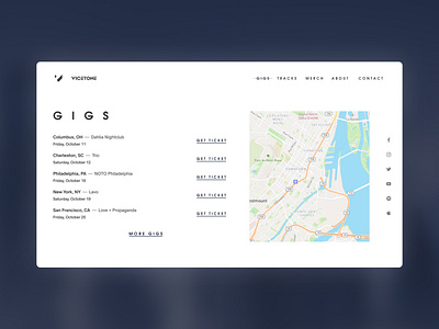Gigs - Vicetone Website Redesign Concept aftermath artist brand concept gigs house music music redesign vicetone web design website