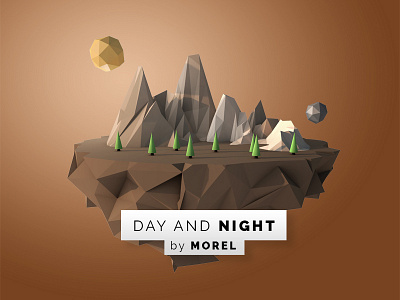 Day and Night day and night low poly lowpoly mountains photoshop