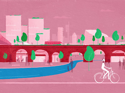 Northem Gateway - Manchester City bike bridge illustration manchester