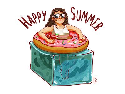 Donut Tube donut illustration innertube pool swimsuit summer