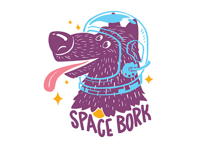 Space Bork 4 color animal cute dog funny simple space
