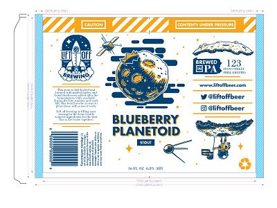Blueberry Planetoid Stout beer beercan bluberry brewey brewing can layout liftoff pa packaging philadelphia stout