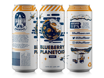 Lift Off Brewing Blueberry Planetoid Mockup beer beercan bluberry brewey brewing can layout liftoff pa packaging philadelphia stout