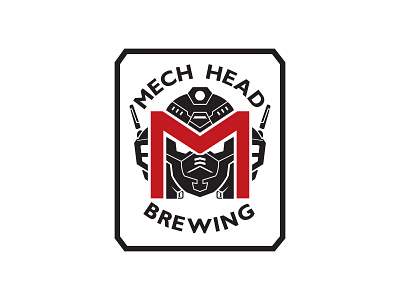 Mech Head Logo beer brand branding brewery design illustration logo logo design