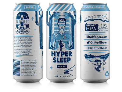 Hyper Sleep beer beercan brewey brewing can eisbock layout liftoff pa packaging philadelphia stout