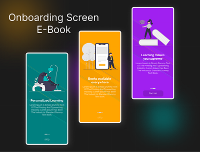 Onboarding Screen E-book UI app books community design figma graphic design illustration reading typography ui ux