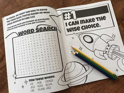 Kids Ministry Workbook booklet design coloring book workbook