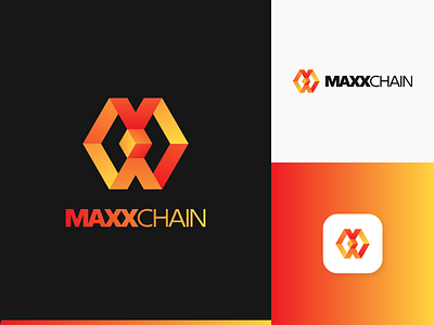 MAXXCHAIN 2.5d abstract automotive bitcoin blockchain brand identity branding c coin crypto cryptocurrency cube digital ethereum logo m platform technology logo token website