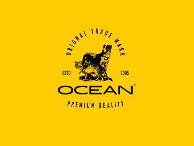 Ocean branding cat design dog drawing elegant hatching illustration logo ocean pet simple stylish yellow