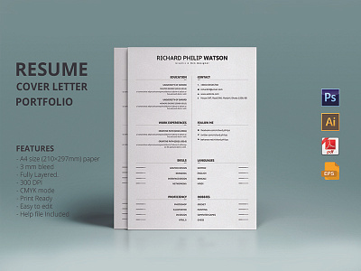 Resume cv Template by Al Amin Khan on Dribbble