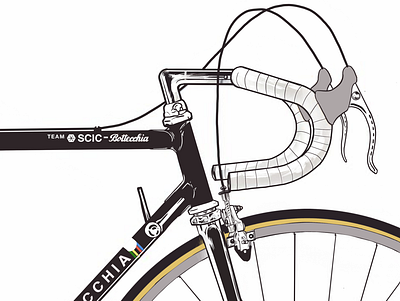 Bottecchia Team - Classic road bike illustration art artwork bike design drawing graphic design illustration procreate