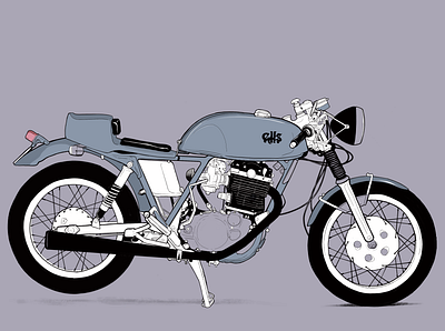 Yamaha SR No.8 art artwork bike design drawing graphic design illustration motorbike