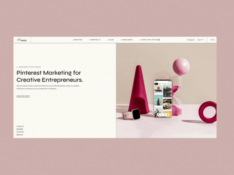 Pinslab Studio Homepage Design