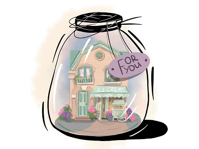 Dream home child illustration gift graphic design illustration jar magazine illustration procreate