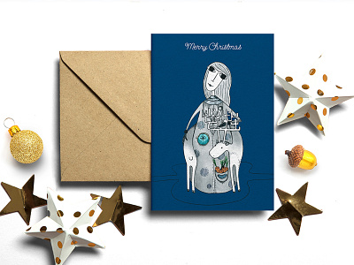 Greeting card child illustration christmas deer girl graphic design illustration magazine illustration new year procreate reindeer