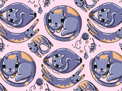 Pattern. Cat family. cat child illustration graphic design illustration magazine illustration pattern procreate