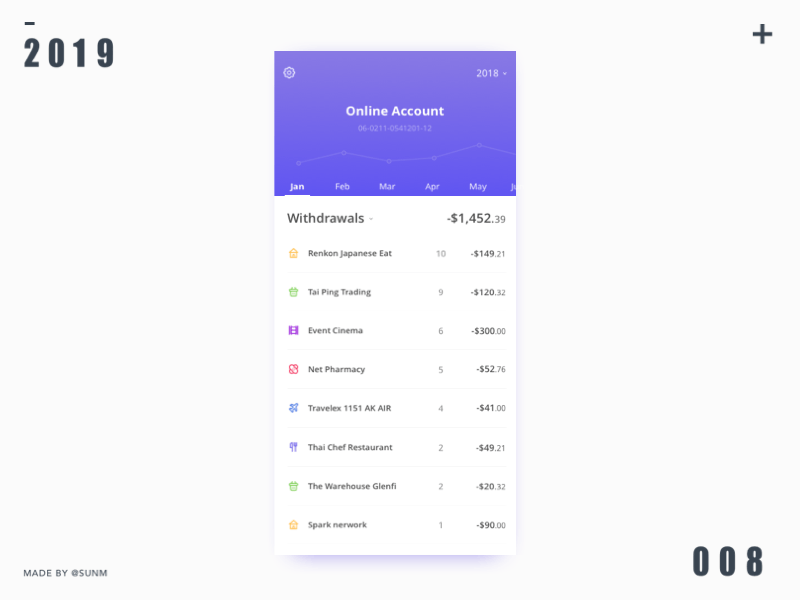 Bank statement analyser animation bank app ui ux