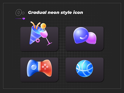 一组霓虹风icon绘制 ui