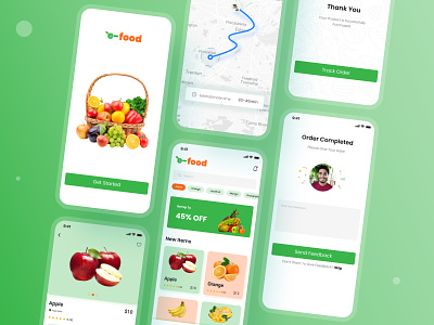 E-food App UI Design booking clean cooking courier delivery app ecommerce fast food food food app food delivery food delivery app food delivery application foodie minimal mobile app mobile food app restaurant restaurant app shipping ui