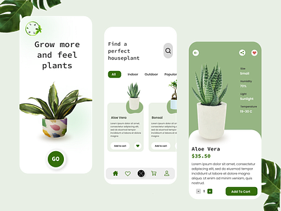 Planto- House Plant App app designing branding design home plant app logo plant app prototype ui uiux designing ux web designing