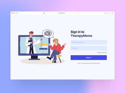 TherapyMemo - Sign In Page app design ui