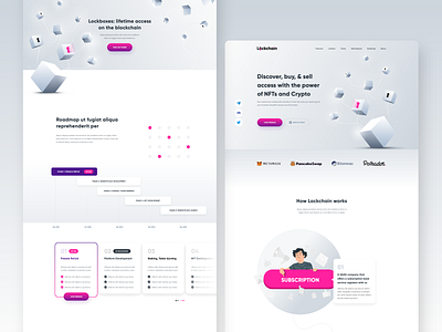 Crypto Homepage adobe xd boxes clean design crypto design illustration landing page lock marketplace nft nft marketplace roadmap sales page web design website