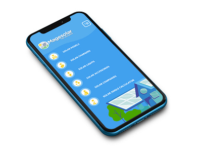 Magesolar redesign - Mobile View blue clean design design design front end back end good design green icons illustration iphone x mobile mobile design mobile navigation mobile website design mockup design solar solar energy solar panel waves website yellow