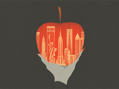 Big Apple art print girl illustration poster